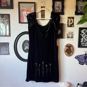 vintage y2k embroidered velvet mini dress